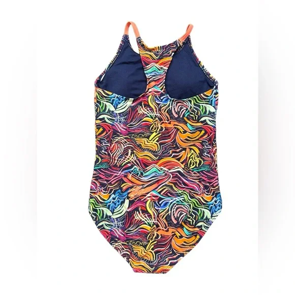 ATHLETA GIRL FIELD DAY one piece racerback colorful swimsuit swimwear XL/14 NWT - Picture 2 of 6